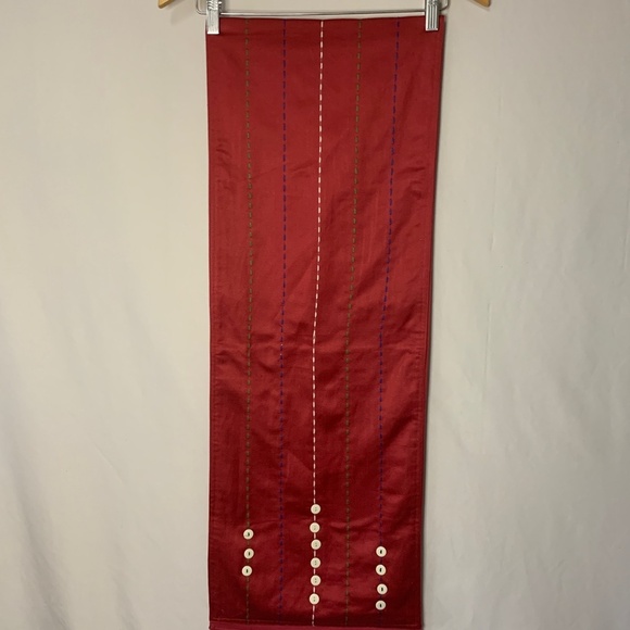 Table Runner 72 Inch Wine Embroidered Pattern Buttons Table Scape Decor Burgundy - Picture 4 of 8